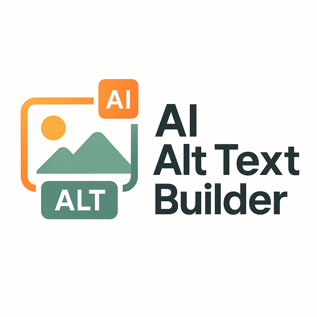 Logo with AI text, mountain icon, orange and green colors.
